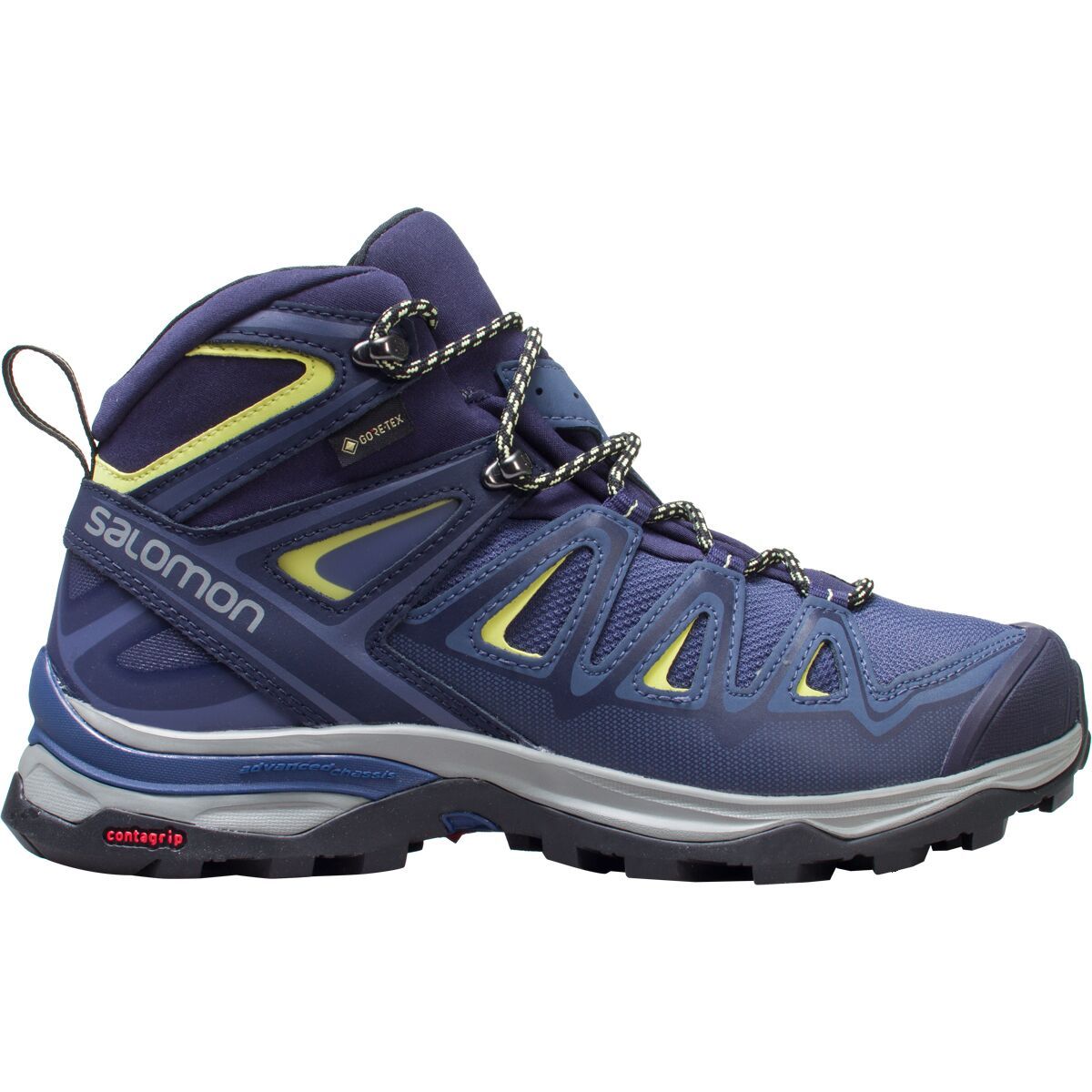 Salomon X Ultra 3 Mid GTX Wide Hiking Boot - Women's Crown Blue/Evening Blue/Sunny Lime, US 11.0/UK 9.5