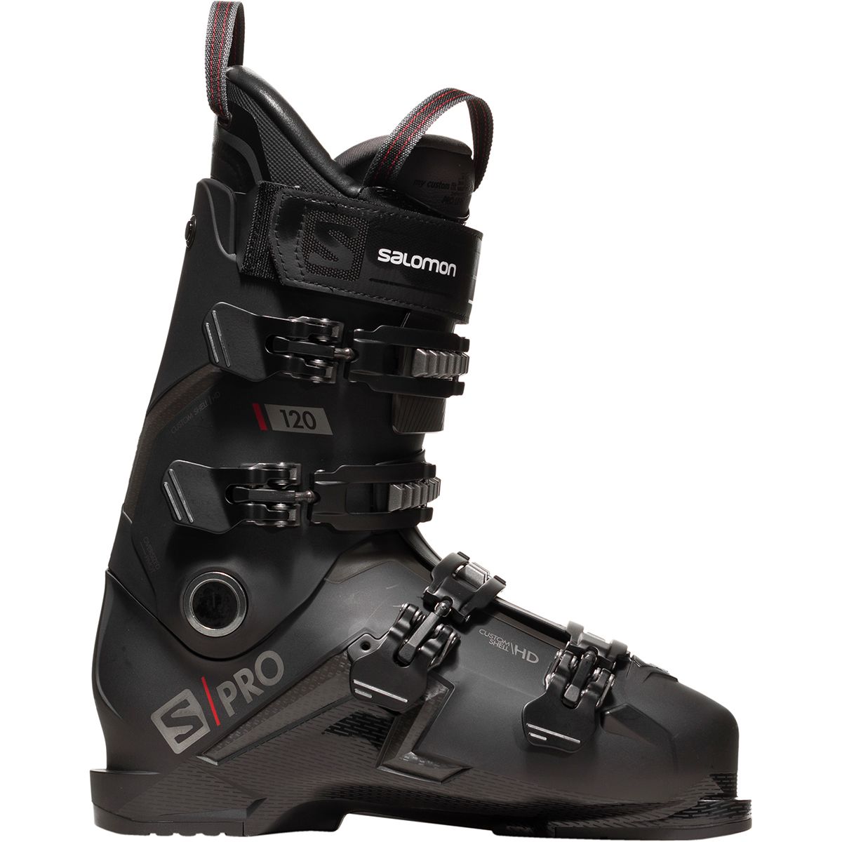 120 flex ski boots that fit like 100 salomon xpro S/Pro HV 2025 THE SKI MONSTER material polyurethane and polyamide lower shell provides density and durability 120 flex ski boots that