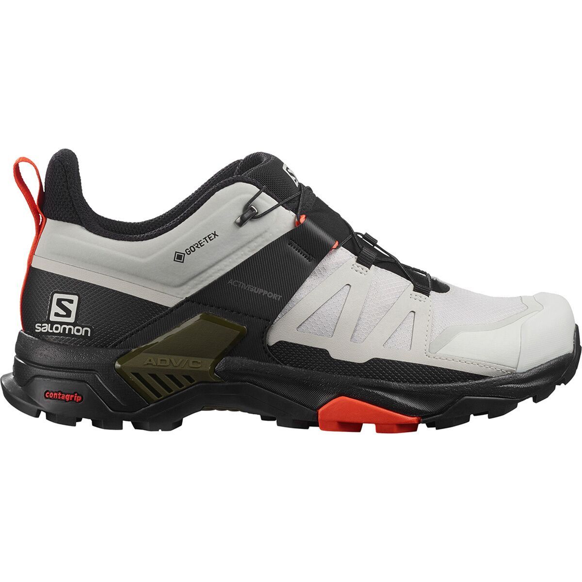 Salomon X Ultra 4 GTX Hiking Shoe - Men's Lunar Rock/Black/Cherry Tomato, US 7.5/UK 7.0