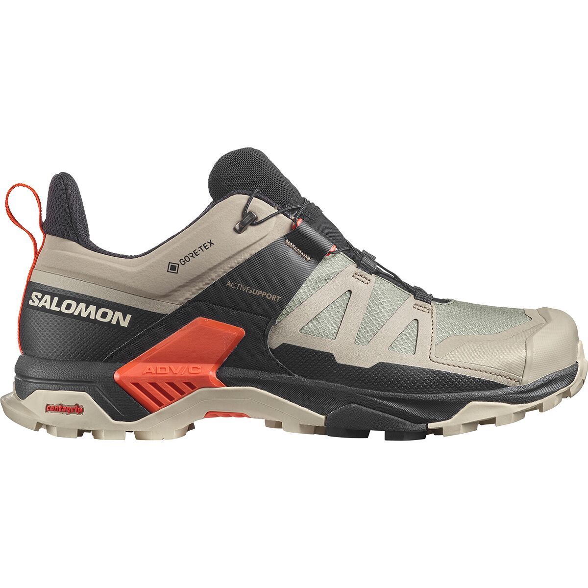 Salomon X Ultra 4 GTX Hiking Shoe - Men's Vintage Khaki/Black/Cherry Tomato, US 11.5/UK 11.0