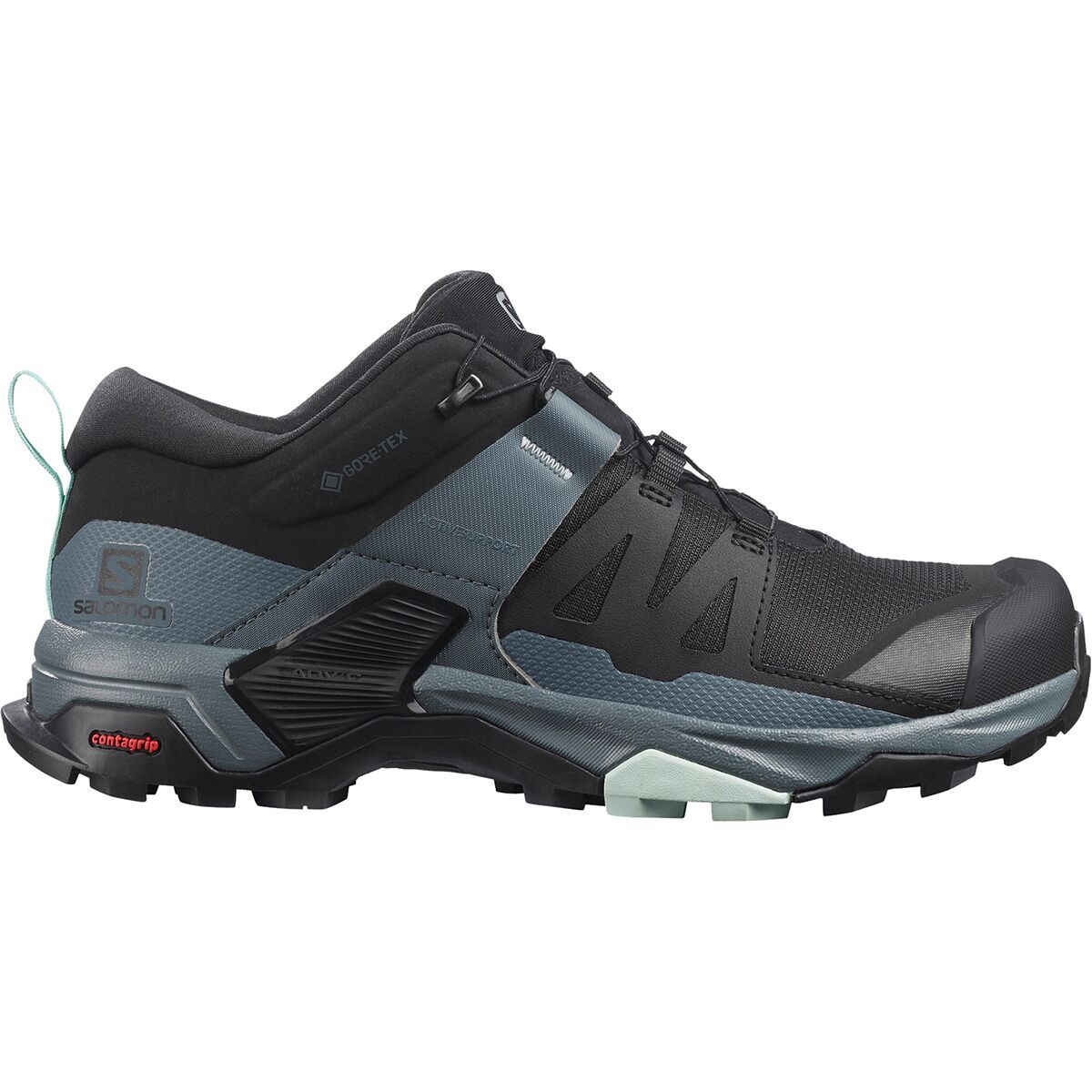 Salomon X Ultra 4 GTX Hiking Shoe - Women's Black/Stormy Weather/Opal Blue, US 10.0/UK 8.5