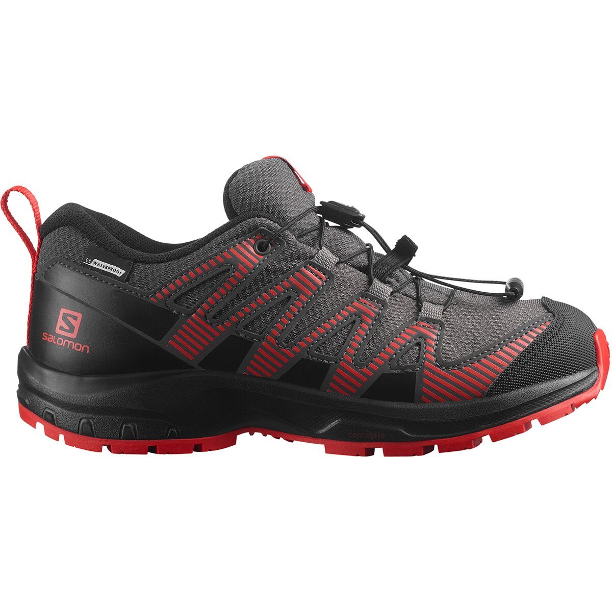 Salomon XA PRO V8 CSWP Trail Running Shoe - Kids' Magnet/Black/Poppy Red, 13.0