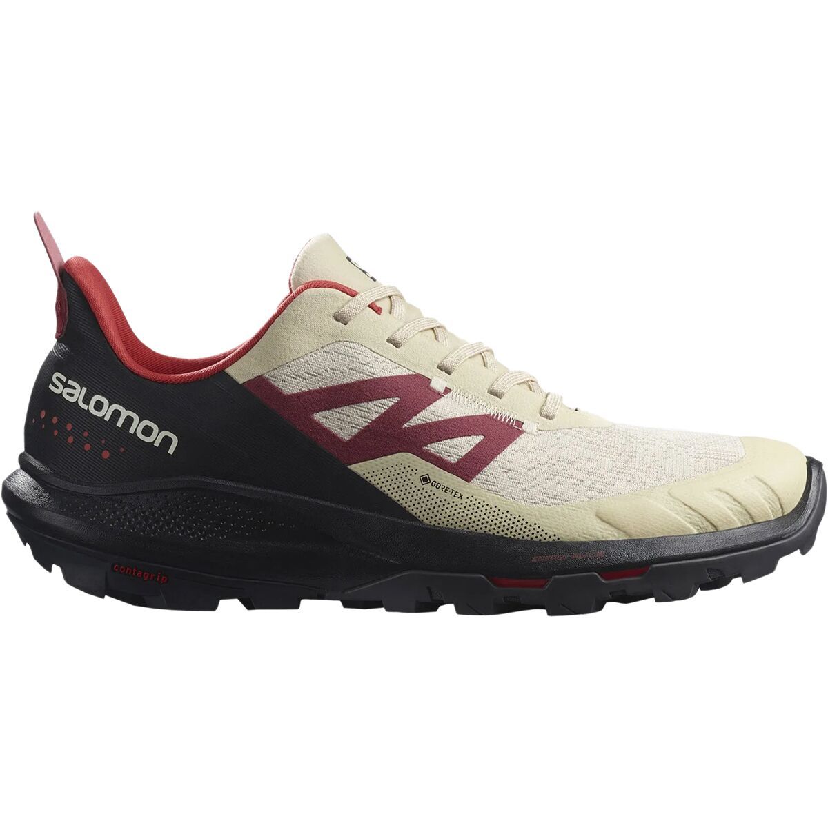 Salomon Outpulse GTX Hiking Shoe - Men's Bleached Sand/Black/Poppy Red, US 13.0/UK 12.5