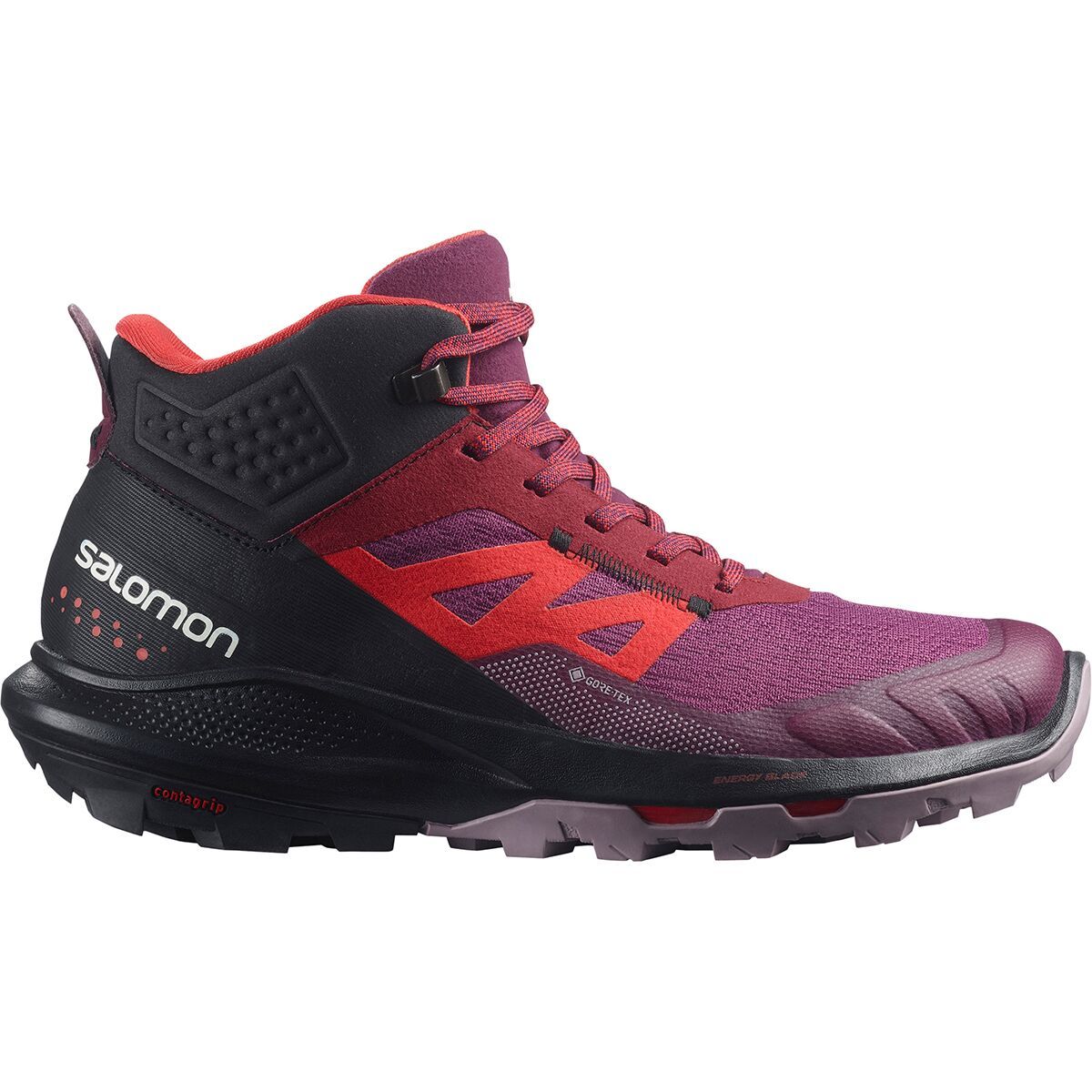 Salomon Outpulse Mid GTX Hiking Boot - Women's Grape Wine/Vanilla Ice/Poppy Red, US 10.0/UK 8.5