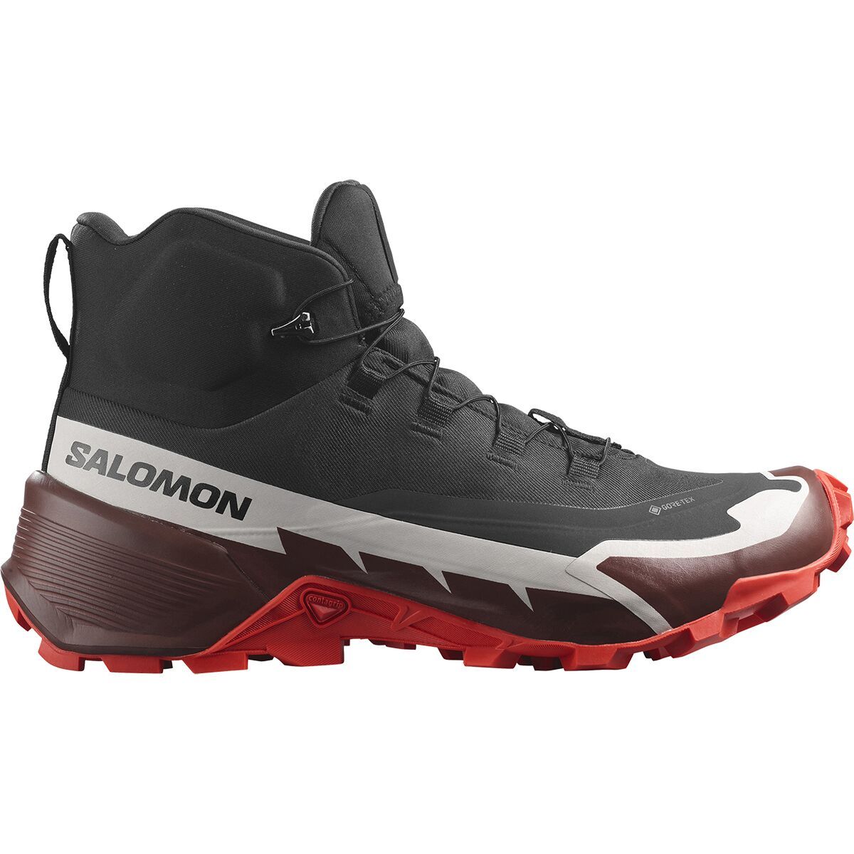 Salomon Cross Hike 2 Mid GTX Boot - Men's Black/Bitter Chocolate/Fiery Red, US 11.5/UK 11.0