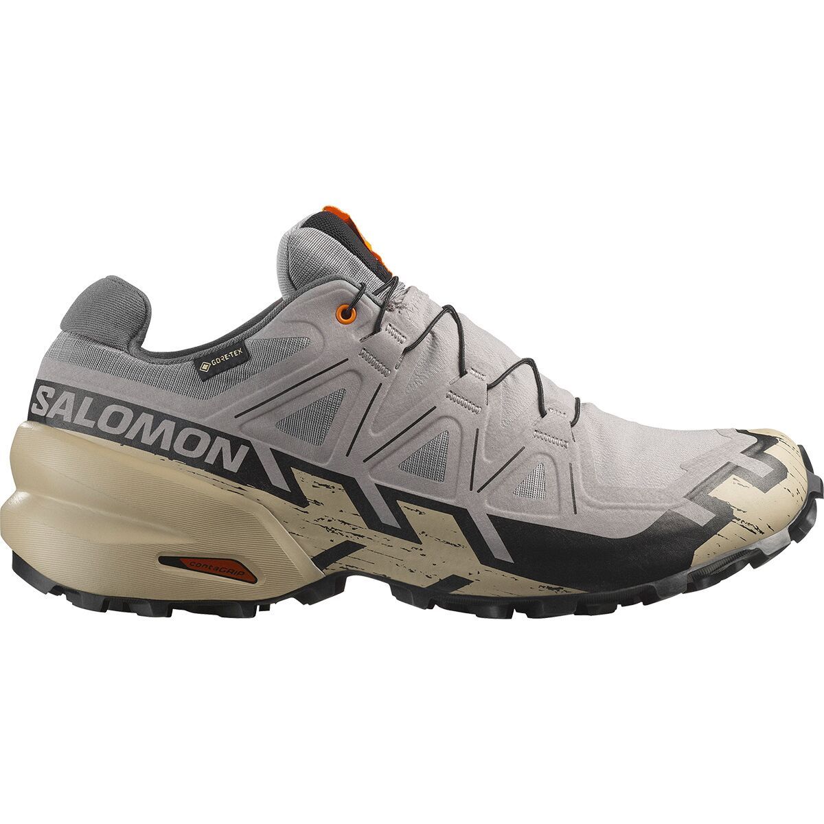 Image of Salomon Speedcross 6 GTX Trail Running Shoe - Men's Gull/White Pepper/Black, US 13.0/UK 12.5