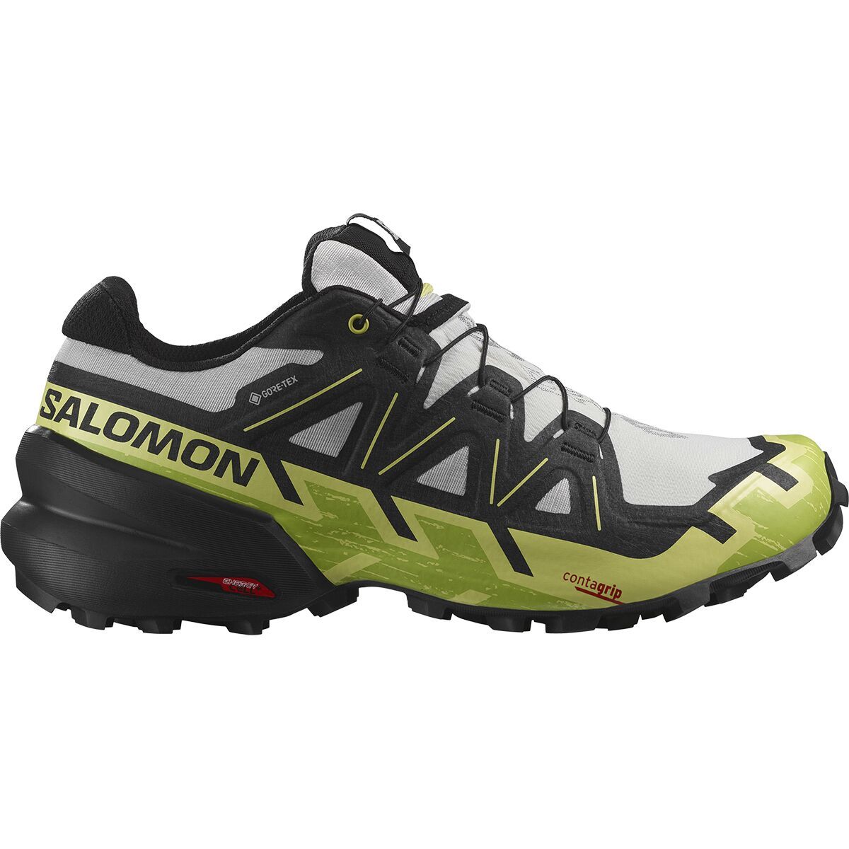 Salomon Speedcross 6 GTX Trail Running Shoe - Men's Lunar Rock Black Sunny Lime, US 8.0/UK 7.5