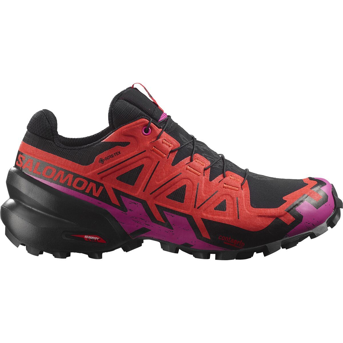 Salomon Speedcross 6 GTX Trail Running Shoe - Women's Black/Fiery Red/Very Berry, US 9.5/UK 8.0