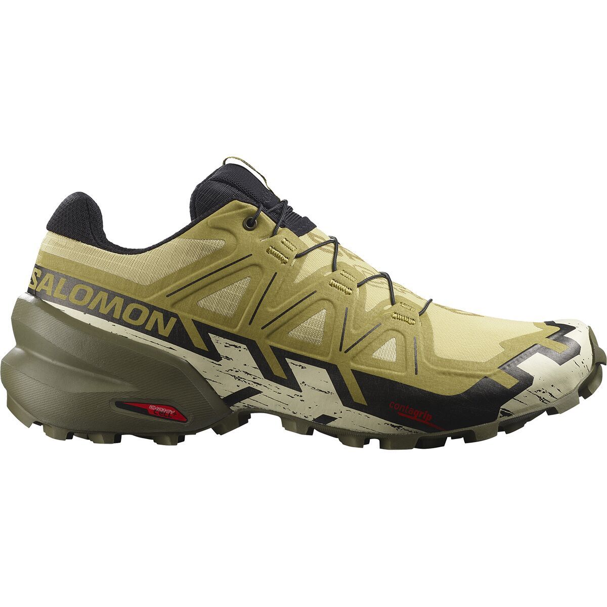 Salomon Speedcross 6 Trail Running Shoe - Men's Leek Green/Black/Bleached Sand, US 7.0/UK 6.5