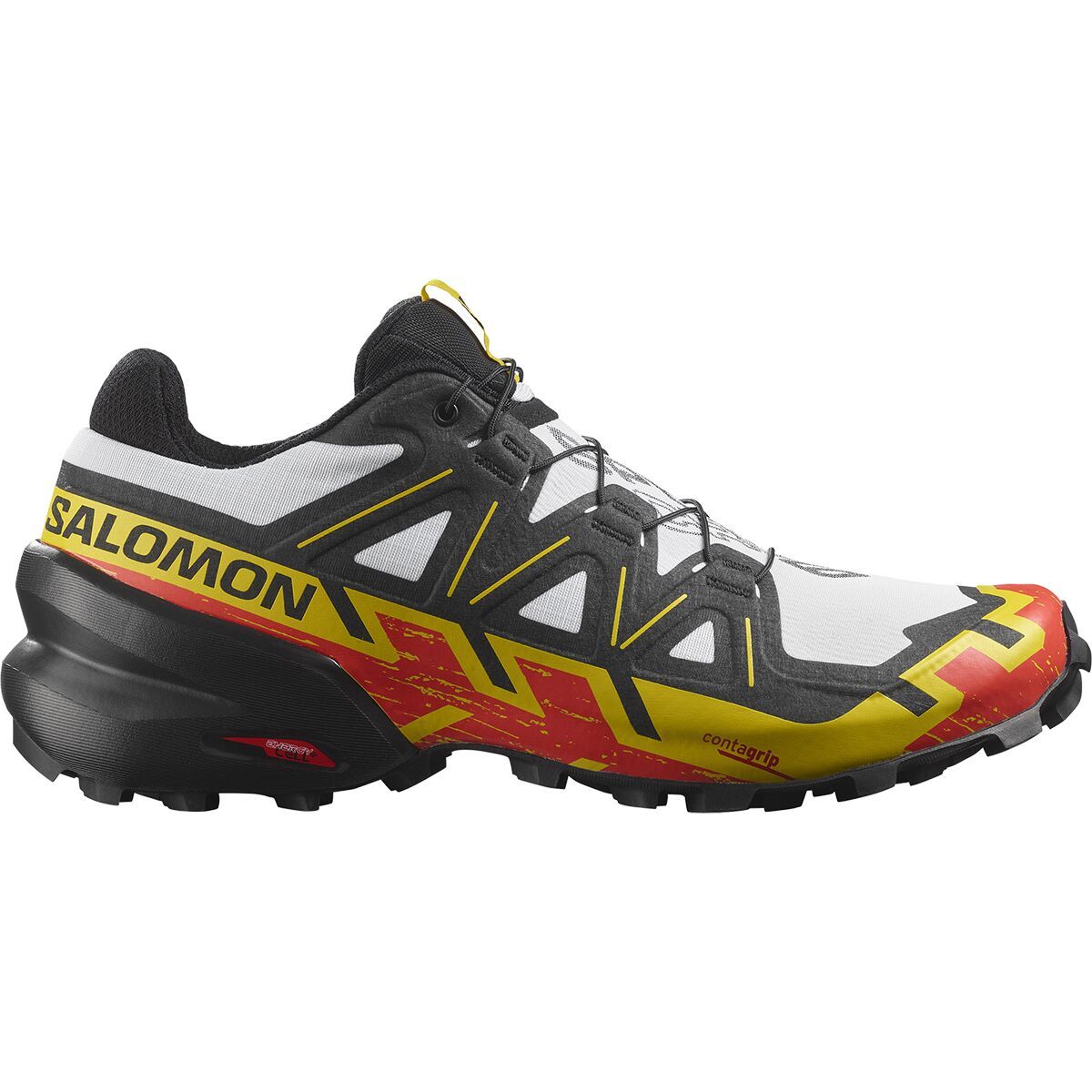 Salomon Speedcross 6 Trail Running Shoe - Men's White/Black/Empire Yellow, US 14.0/UK 13.5
