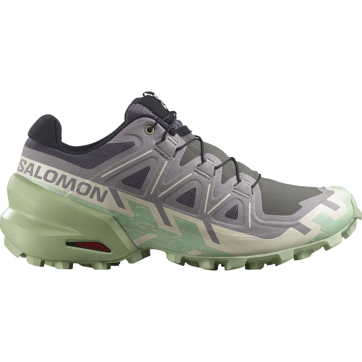 Image of Salomon Speedcross 6 Trail Running Shoe - Women's Castlerock/Vanilla Ice/Smoke Green, US 6.0/UK 4.5