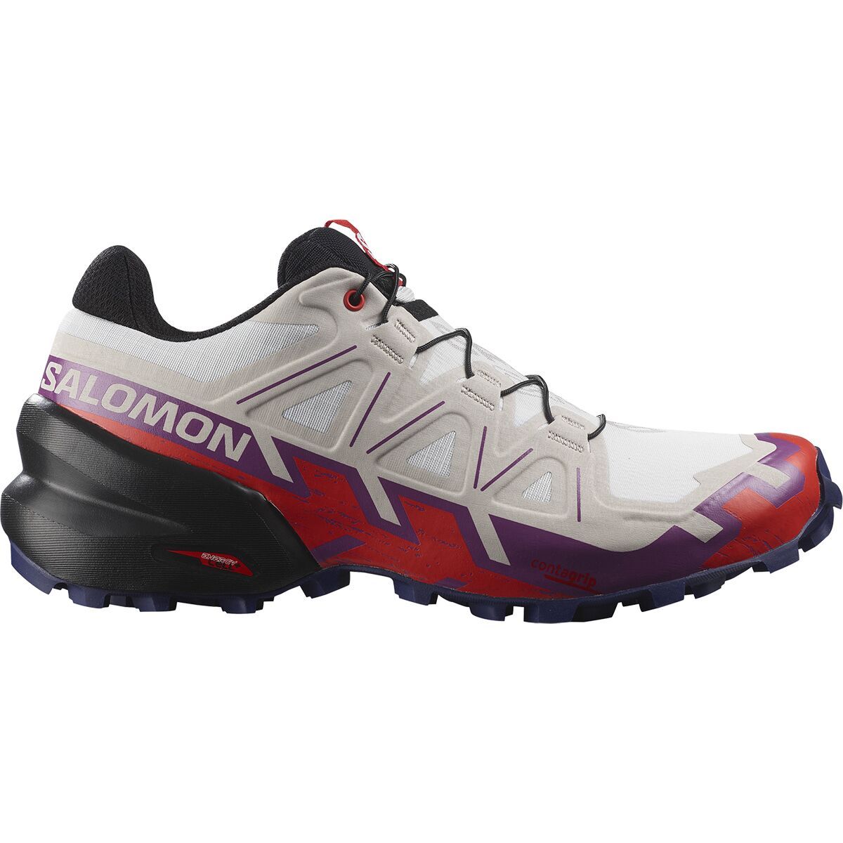 Salomon Speedcross 6 Trail Running Shoe - Women's White/Sparkling Grape/Fiery Red, US 8.0/UK 6.5