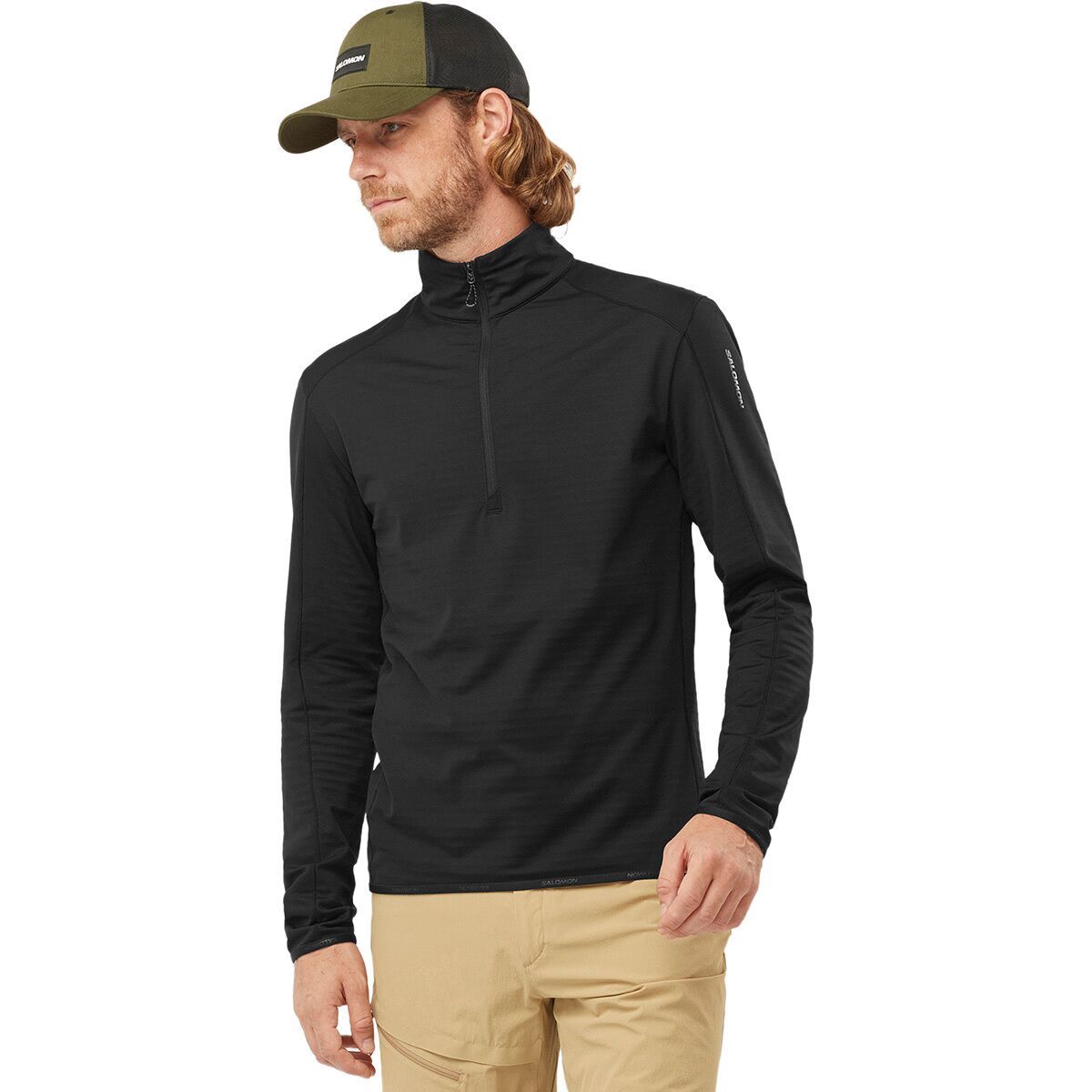 Salomon MSport Lightwarm 1/2-Zip Mid Top - Men's Deep Black, XL