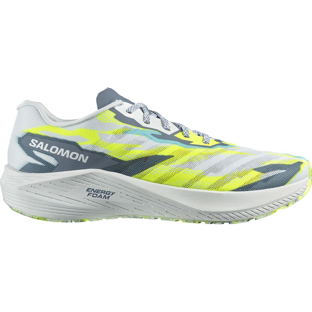 Salomon Aero Volt Running Shoe - Men's White China Blue Safety Yellow, US 10.5/UK 10.0