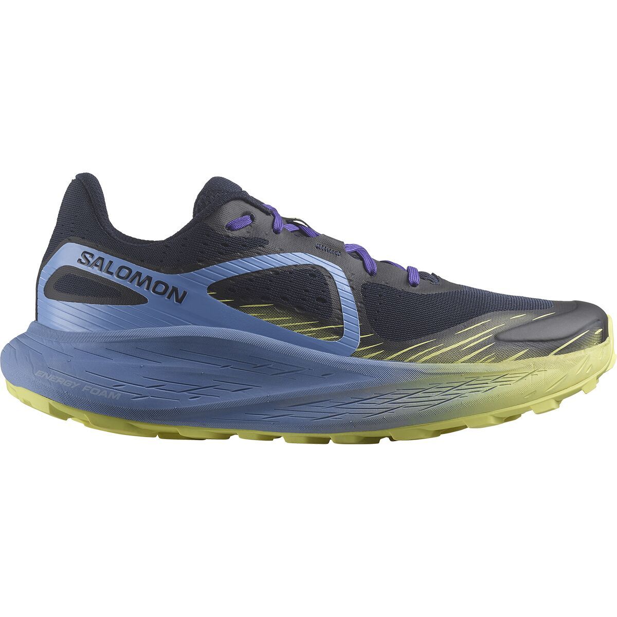 Salomon Glide Max Trail Running Shoe - Men's Granada Sky Dark Sapphire Sunny Lime, US 10.5/UK 10.0