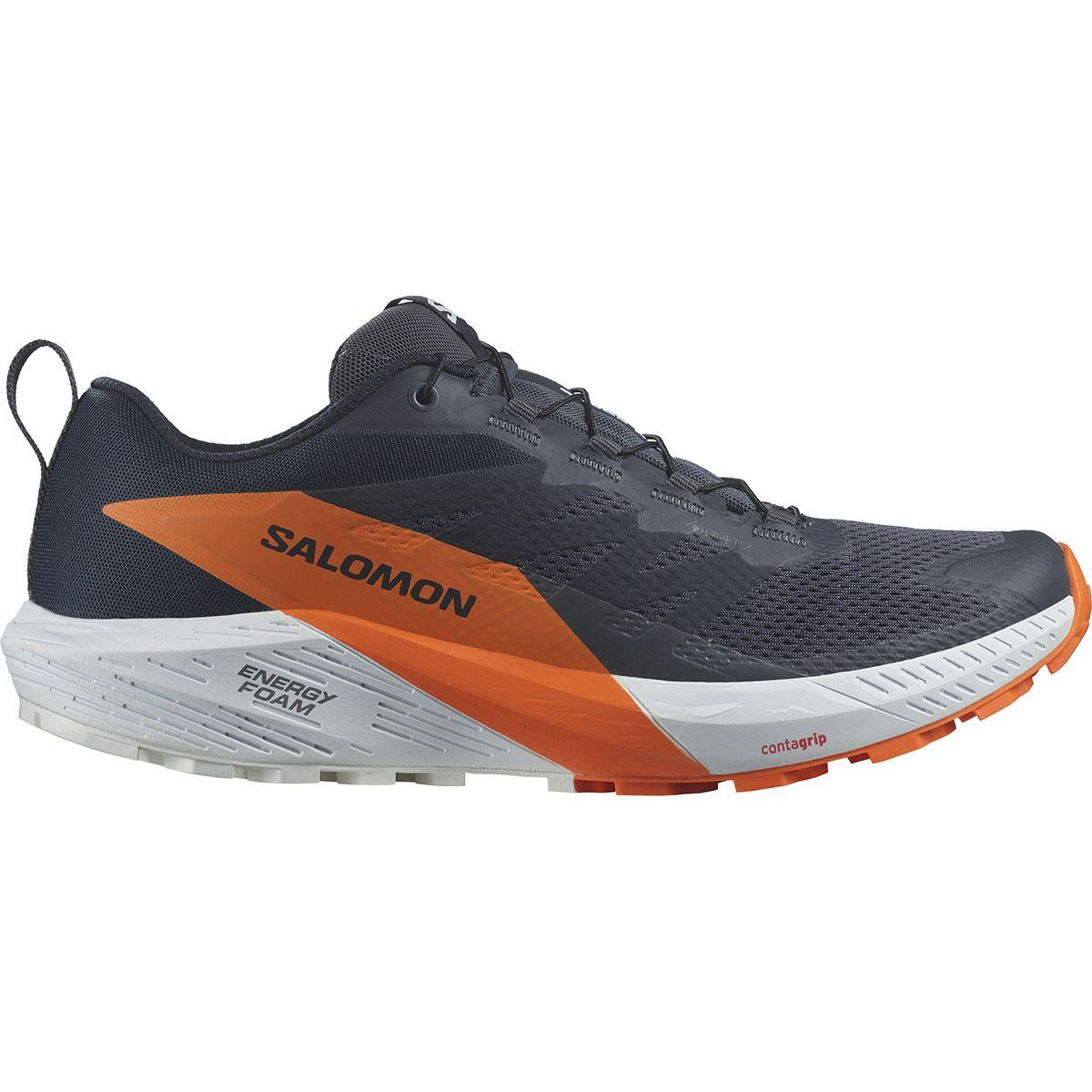 Salomon Sense Ride 5 Invisible GTX Trail Running Shoe - Men's India Ink/Carbon/Dragon Fire, US 9.0/UK8.5