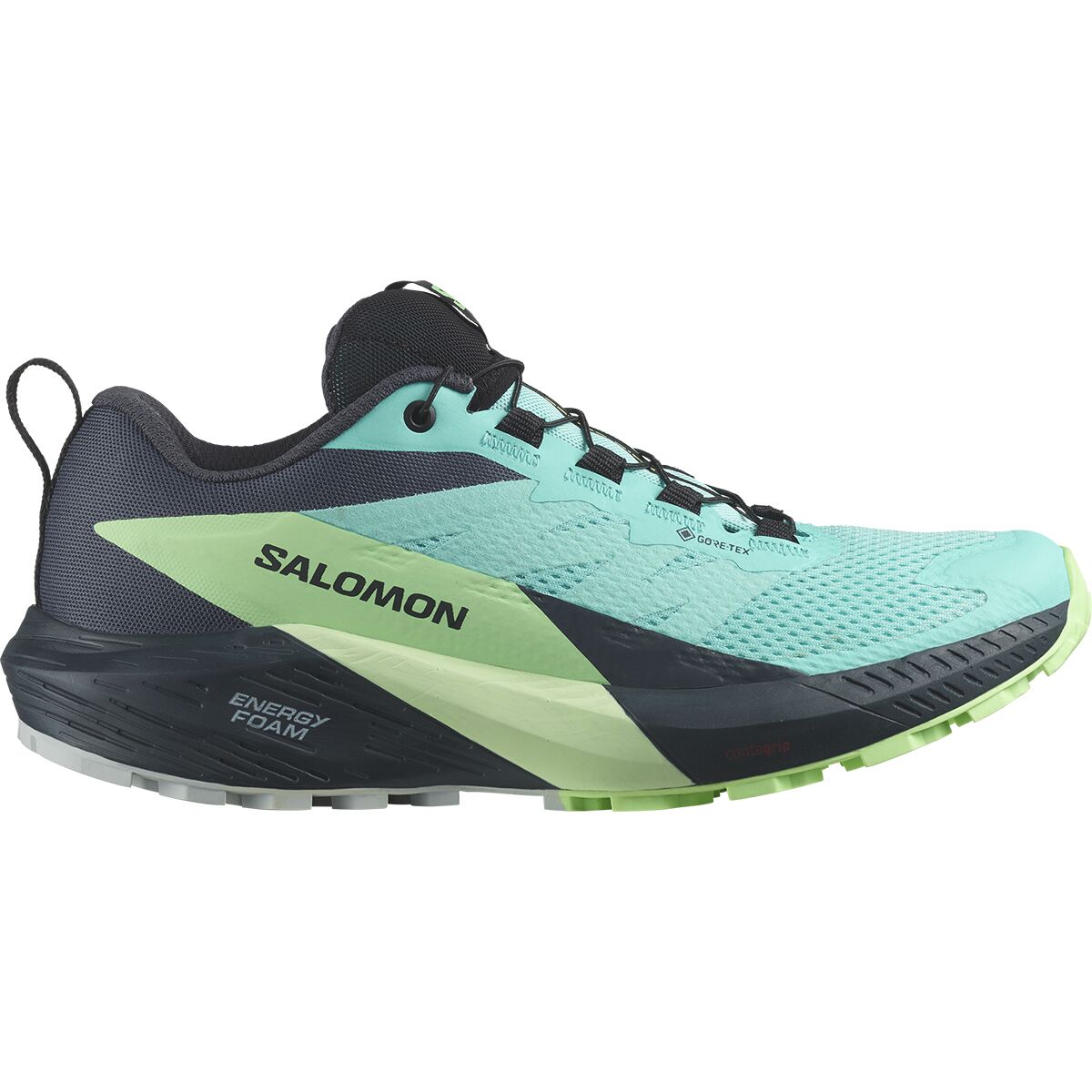 Image of Salomon Sense Ride 5 GTX Trail Running Shoe - Women's Blue Radiance/Green Ash/India Ink, US 6.0/UK 4.5