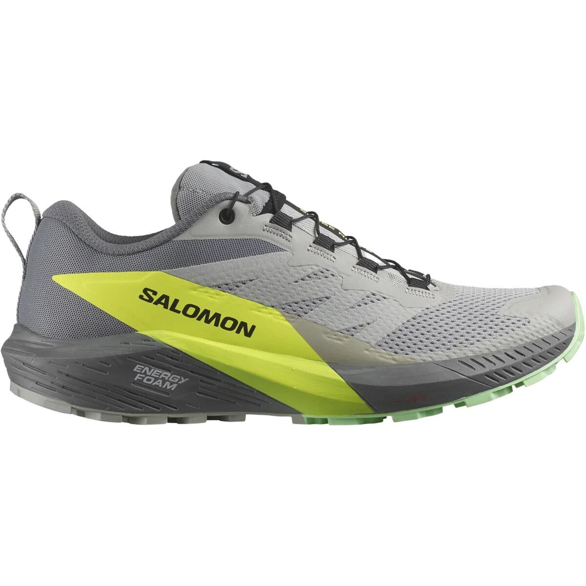 Salomon Sense Ride 5 Trail Running Shoe - Men's Alloy Quiet Shade Safety Yellow, US 8.0/UK 7.5