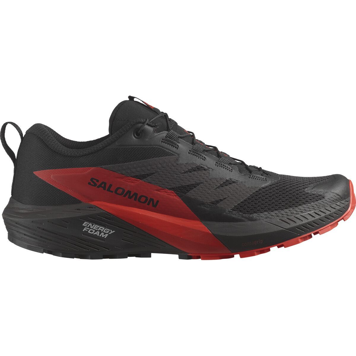 Salomon Sense Ride 5 Trail Running Shoe - Men's Black Fiery Red Black, US 7.0/UK 6.5