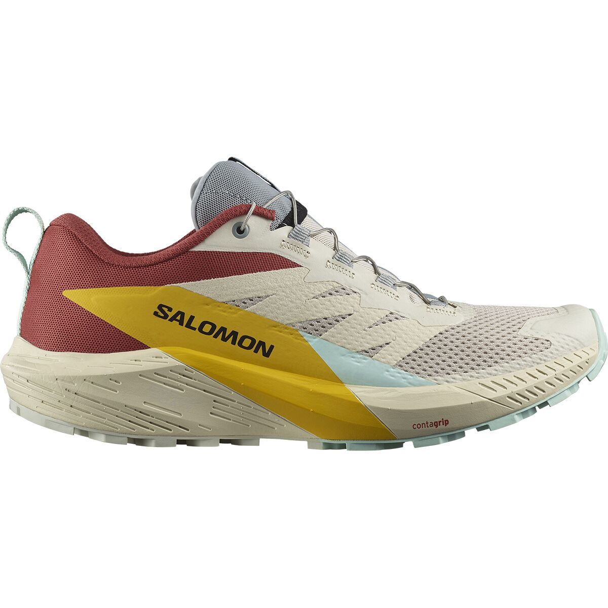 Salomon Sense Ride 5 Trail Running Shoe - Men's Rainy Day Hot Sauce Freesia, US 9.5/UK 9.0