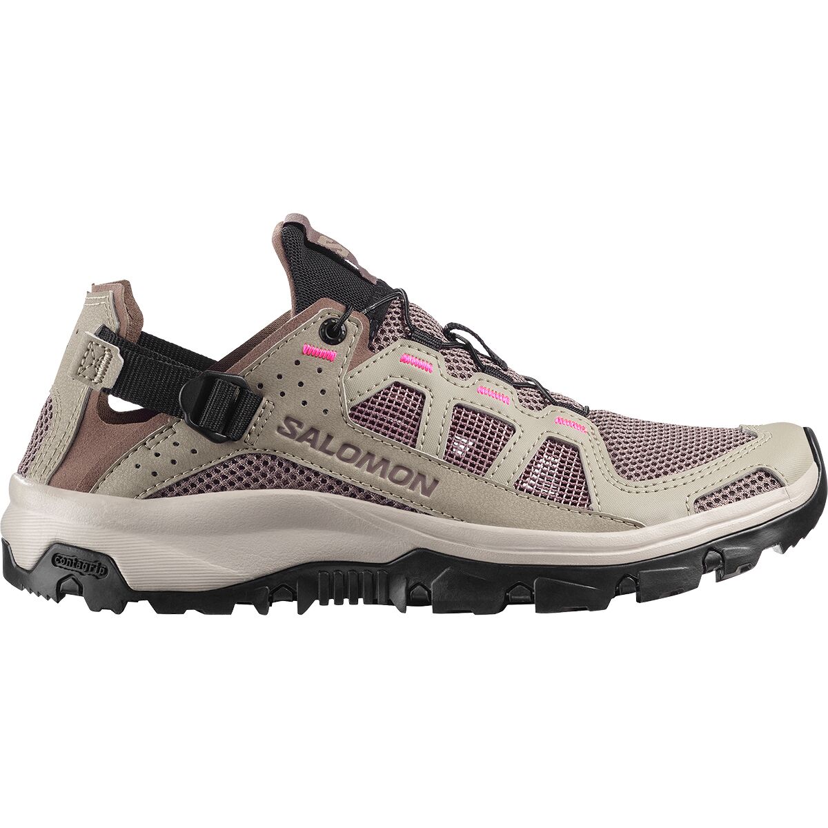 Image of Salomon Techamphibian 5 Water Shoe - Women's Silver Sage/Iron/Knockout Pink, US 6.0/UK 4.5