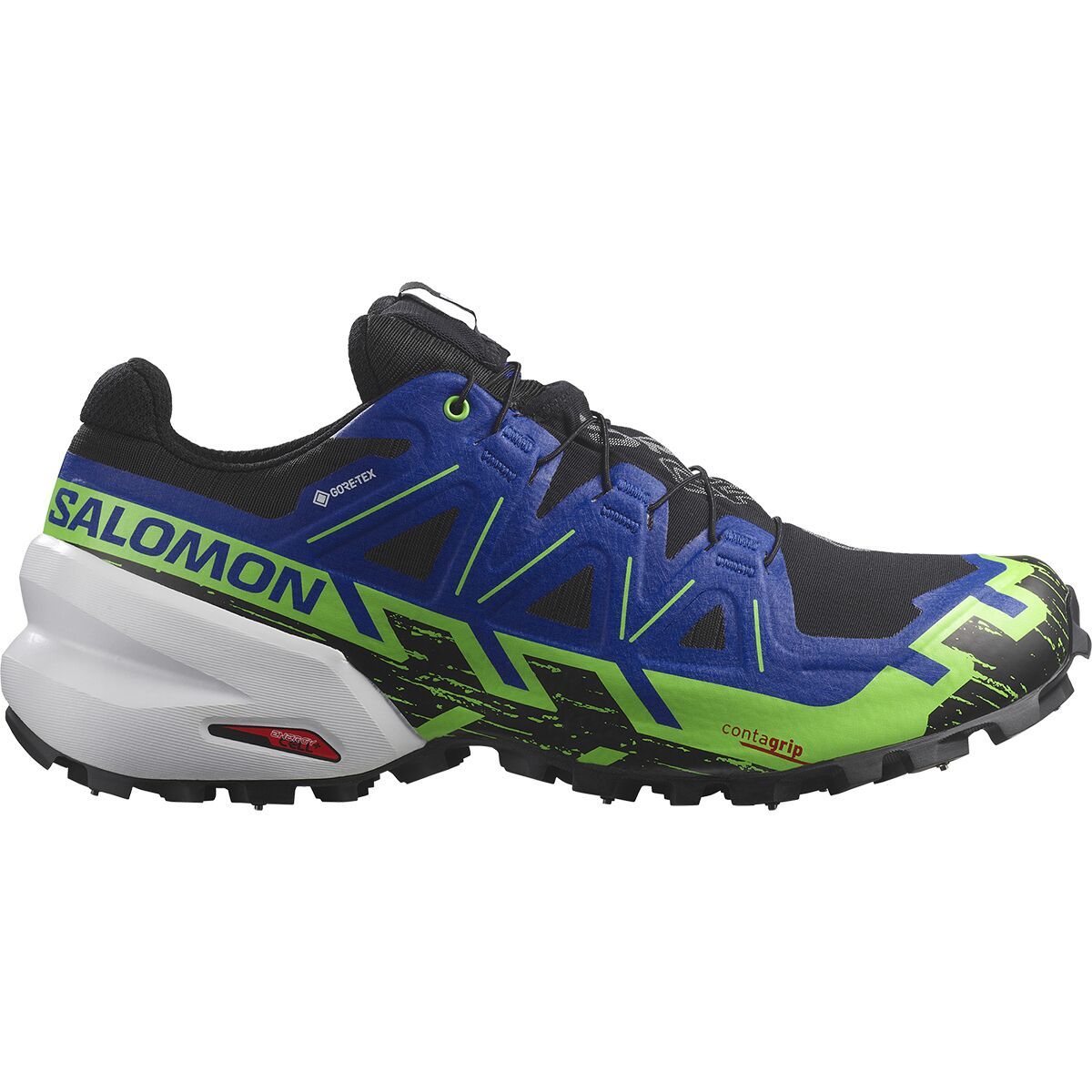 Image of Salomon Spikecross 6 GTX Trail Running Shoe Black/Surf The Web/Green Gecko, US 11.5/UK 11.0