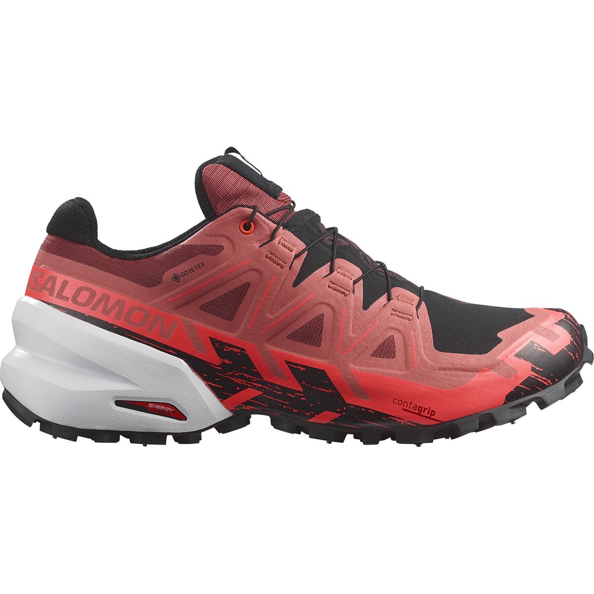 Salomon Spikecross 6 GTX Trail Running Shoe Cow Hide/Black/Fiery Coral, US 4.5/UK 4.0
