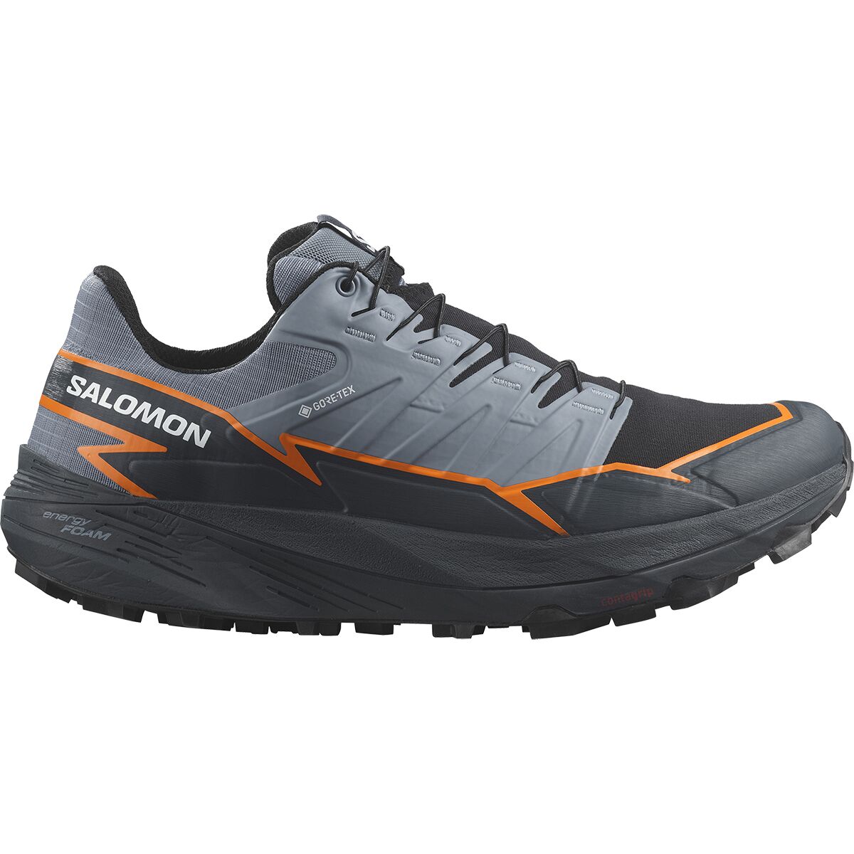 Image of Salomon Thundercross GORE-TEX Trail Running Shoe - Men's Flint Stone/Carbon/Orange Pepper, US 8.0/UK 7.5