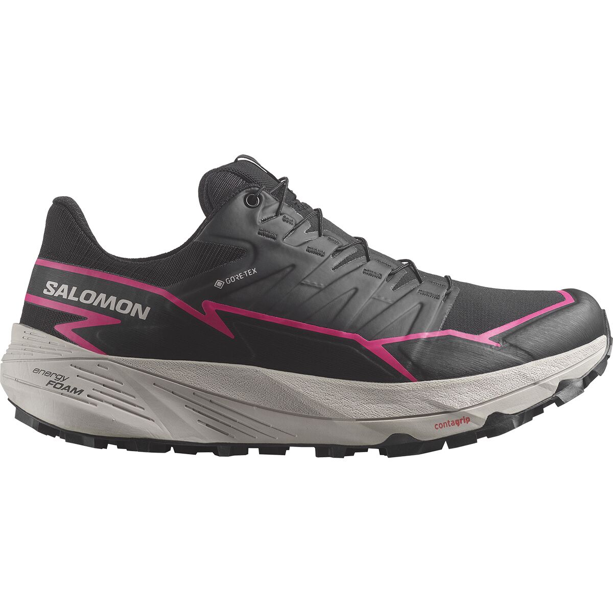 Image of Salomon Thundercross GORE-TEX Trail Running Shoe - Women's Black/Black/Pink Glo, US 7.0/UK 5.5