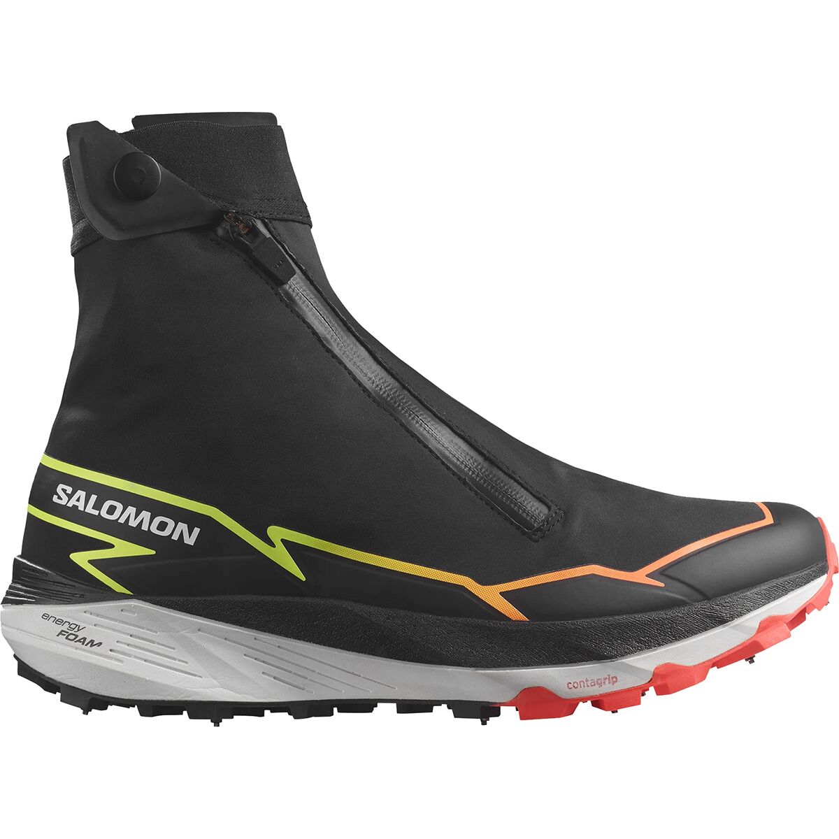 Salomon Winter Cross Spike Shoe Black/Fiery Coral/Safety Yellow, US 6.0/UK