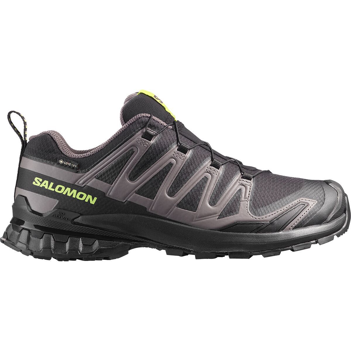Image of Salomon XA Pro 3D V9 Gore-Tex Trail Running Shoe - Men's Black/Dark Gull Gray/Acid Lime, US 12.0/UK 11.5