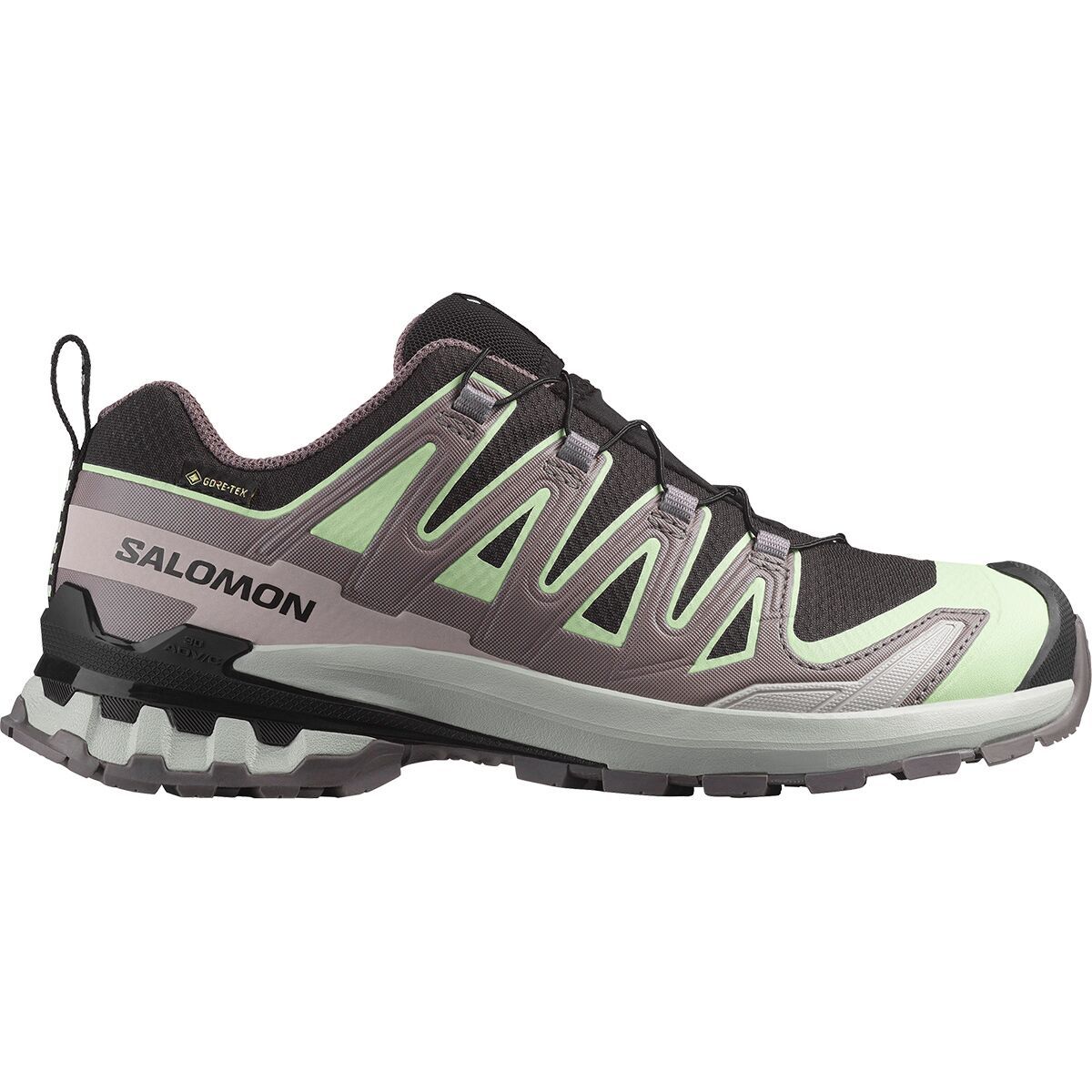 Image of Salomon XA Pro 3D V9 GORE-TEX Trail Running Shoe - Women's Black/Patina Green/Gray Violet, US 6.5/UK 5.0