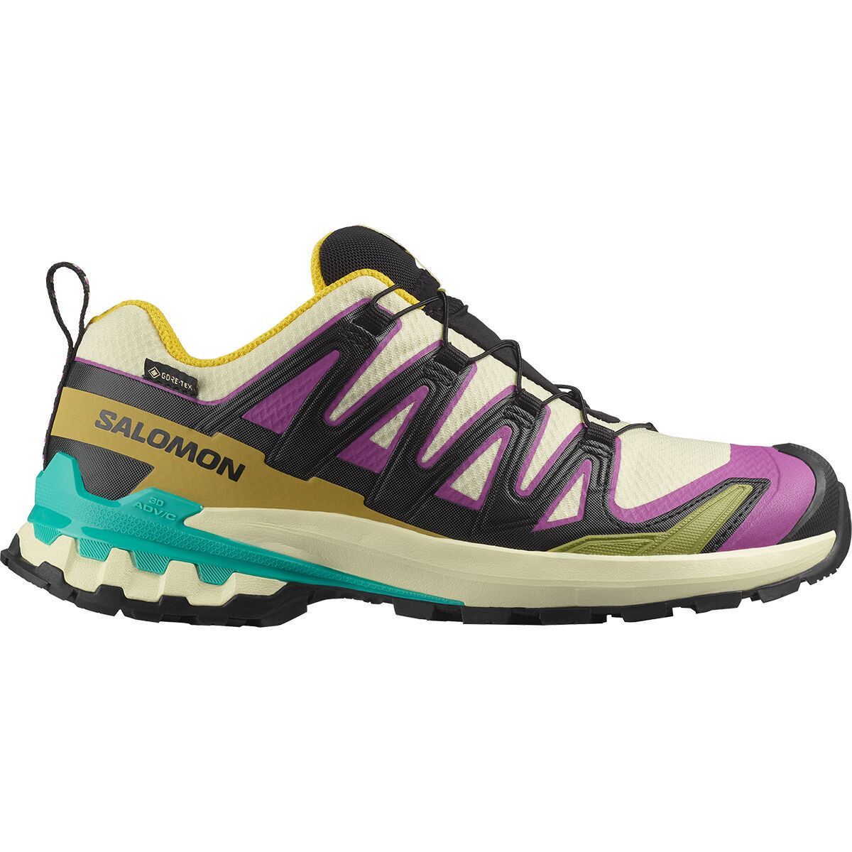 Image of Salomon XA Pro 3D V9 GORE-TEX Trail Running Shoe - Women's Transparent Yellow/Black/Waterfall, US 8.0/UK 6.5