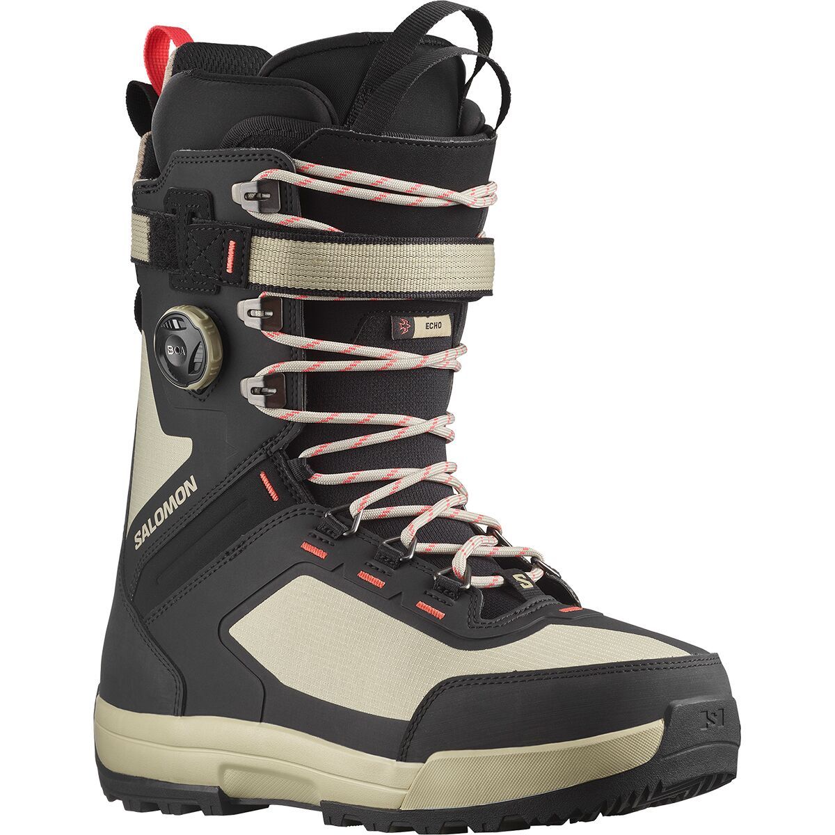 Salomon Echo Lace SJ BOA Snowboard Boot - 2024 - Men's Spray Green/Black/Hot Coral, 13.0