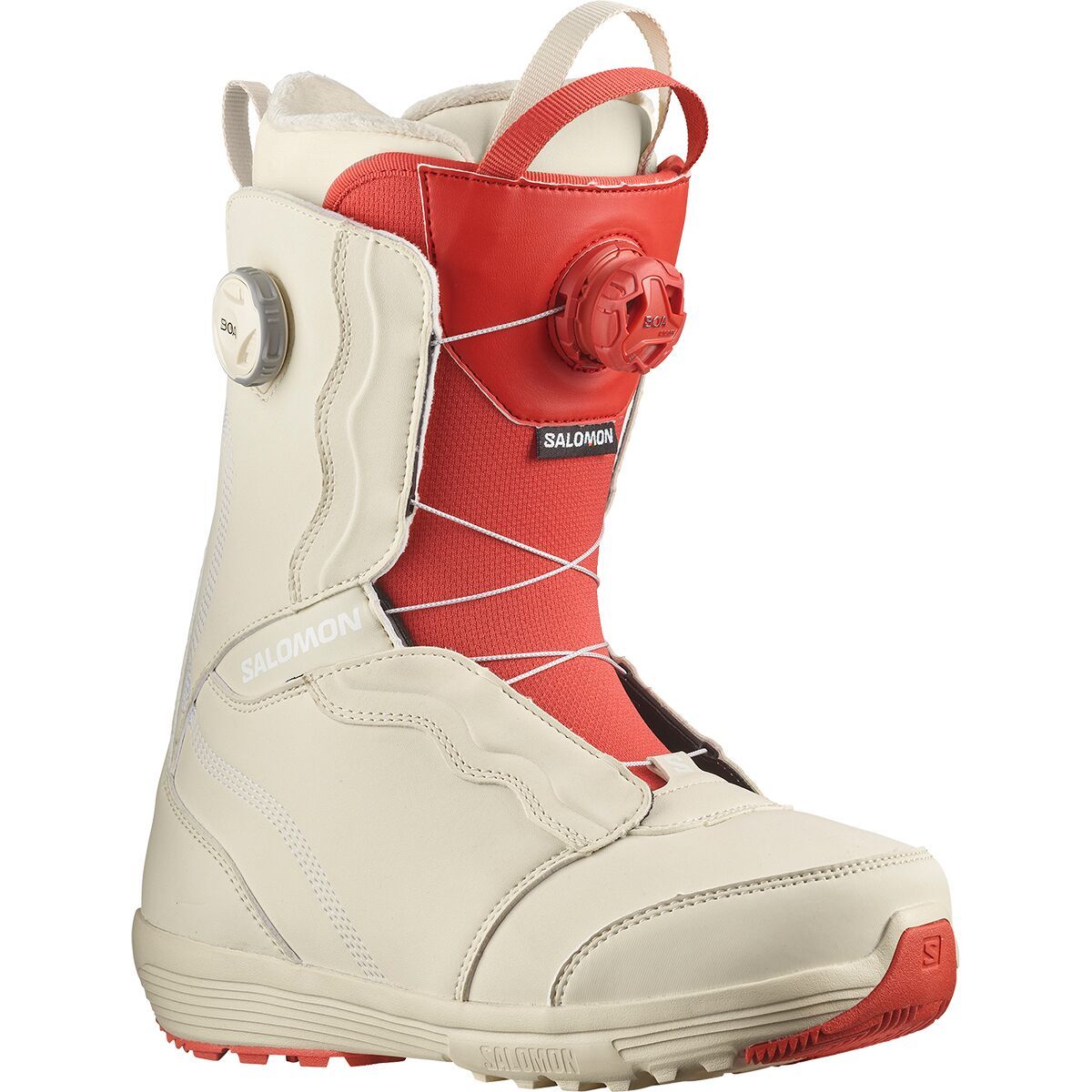 Image of Salomon Ivy SJ BOA Snowboard Boot - 2024 - Women's Bleached Sand/Almond Milk/Aurora Red, 9.0