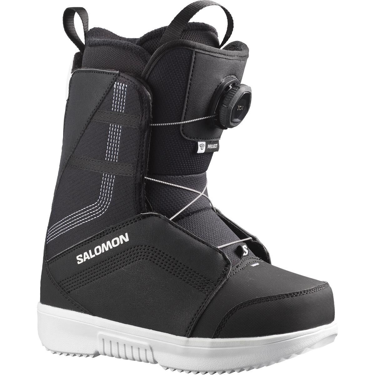 Image of Salomon Project Boa Snowboard Boot - 2025 - Kids' Black/Black/White, 1.5