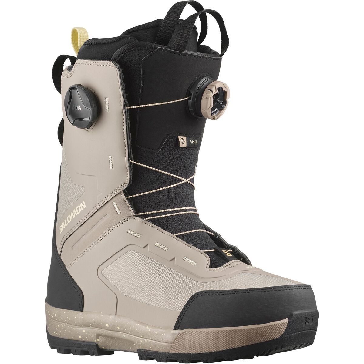 Image of Salomon Vista Dual Boa Snowboard Boot - 2025 - Women's Vintage Khaki/Black/Tender Yellow, 7.0