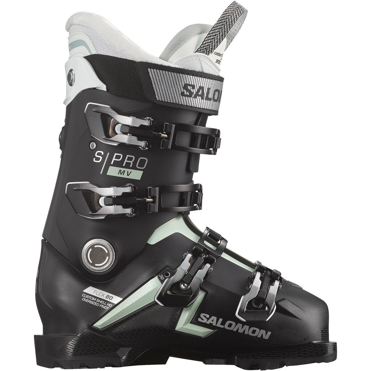 Image of Salomon S/Pro MV 80 CS GW Ski Boot - 2024 - Women's Black/White Moss/Silver Metallic, 23.0/23.5