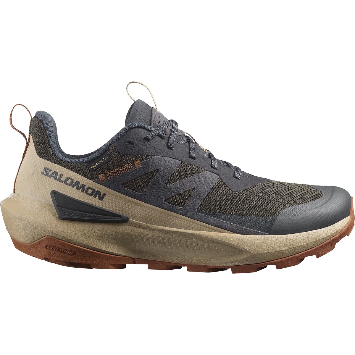 Image of Salomon Elixir Activ GTX Shoe - Men's Phantom/Safari/Caramel Cafe, US 9.0/UK8.5