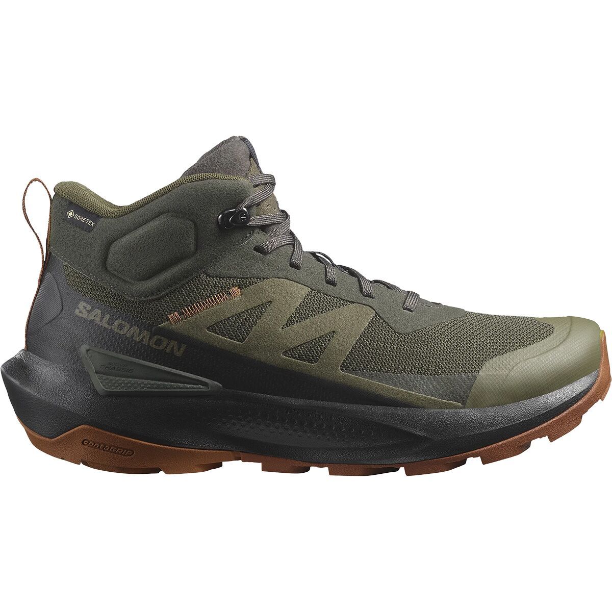 Image of Salomon Elixir Activ Mid GTX Boot - Men's Peat/Black/Caramel Cafe, US 9.5/UK 9.0