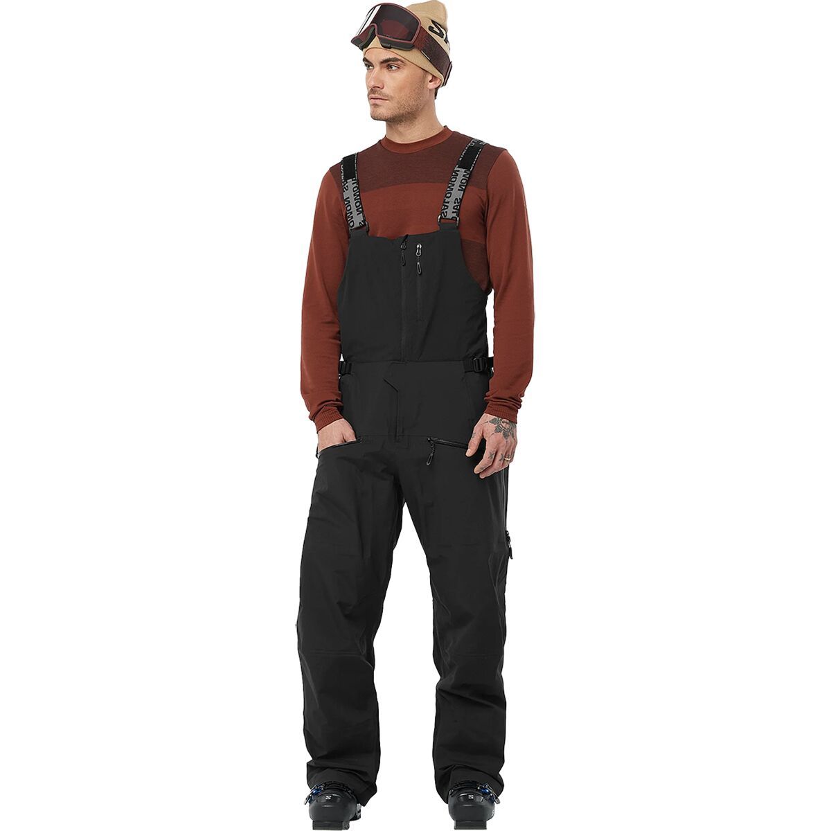 Image of Salomon Absolute Bib Pant - Men's Deep Black, S