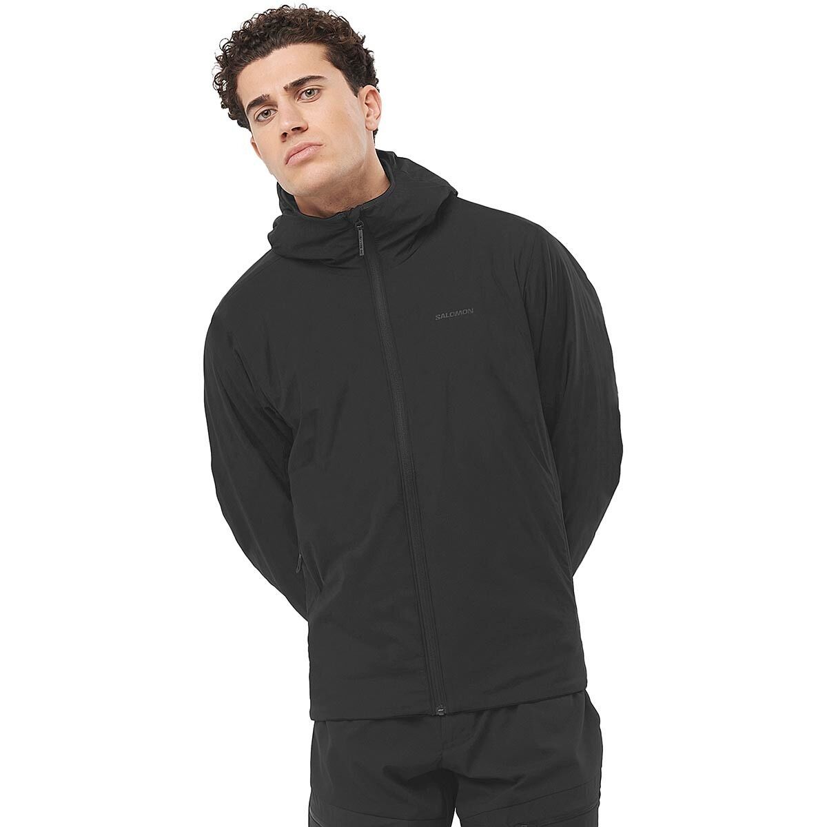 Image of Salomon Mountain Flex Hooded Jacket - Men's Deep Black, XL