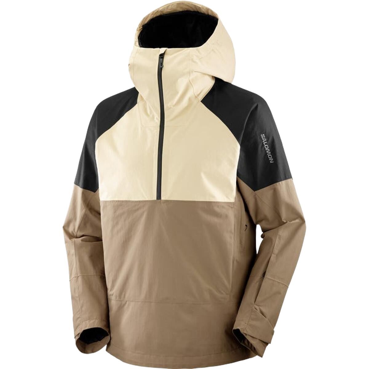 Image of Salomon Transfer Anorak - Men's White Pepper/Deep Black/Shitake, L