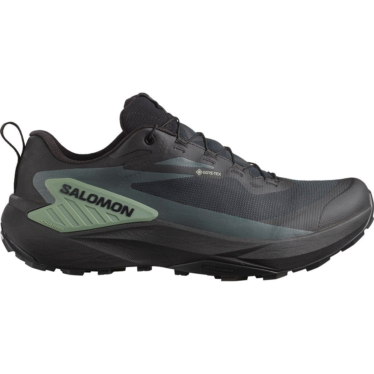 Image of Salomon Genesis GORE-TEX Trail Running Shoe - Men's Black/Agave Green/Urban Chic, US 7.5/UK 7.0