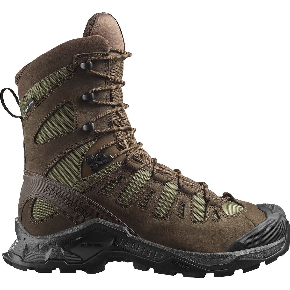 Image of Salomon Quest Tracker High GORE-TEX Boot Earth Brown/Ranger Green/Black, Mens 7.5/Womens 8.5