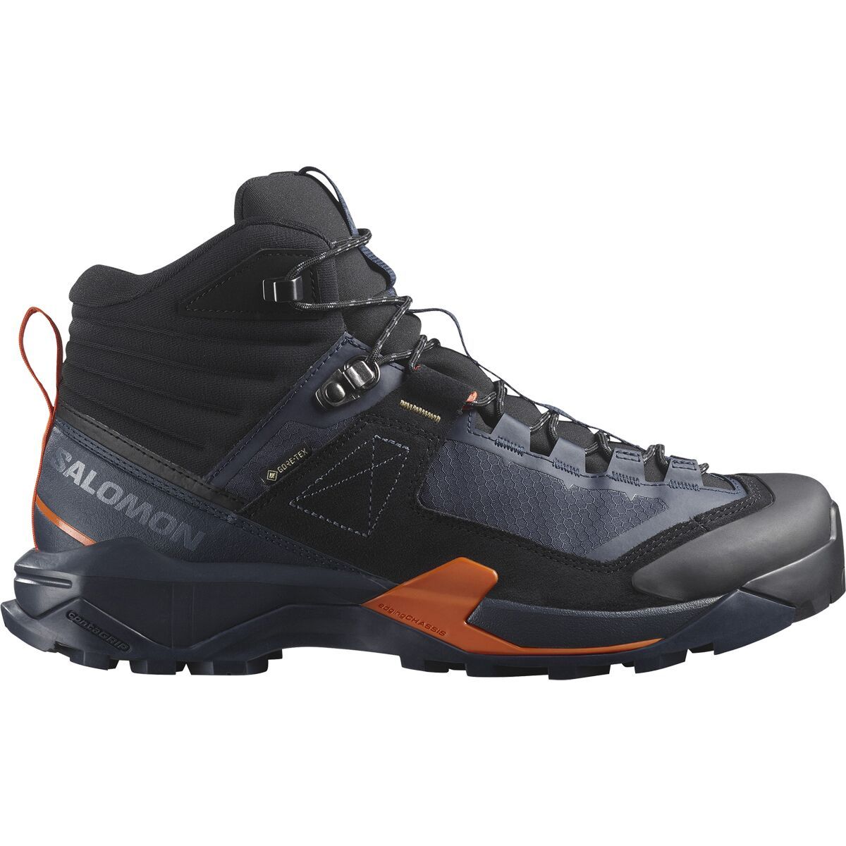 Image of Salomon X Ultra Alpine Mid GORE-TEX Hiking Boot - Men's Blue Nights/Black/Red Orange, US 10.0/UK 9.5
