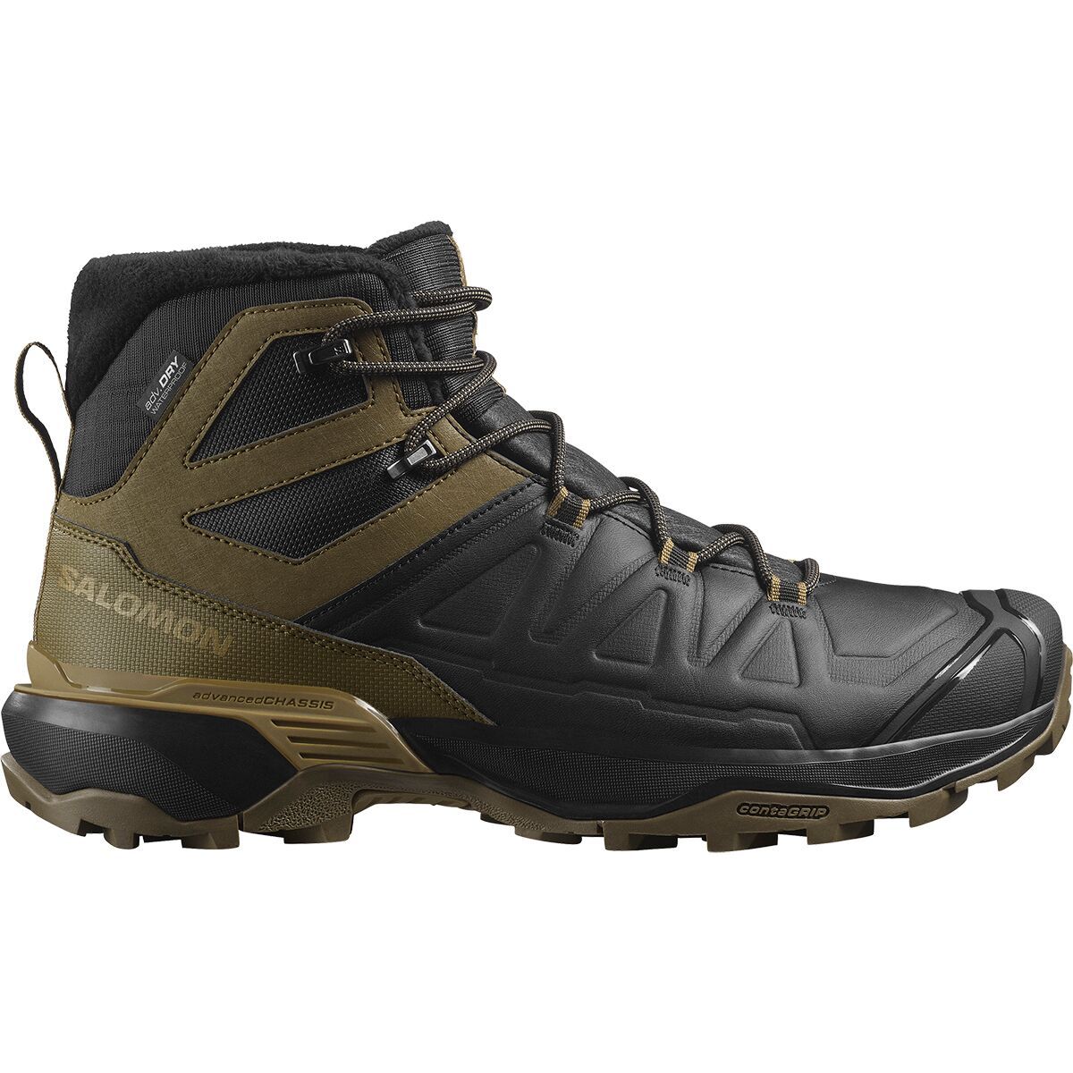 Image of Salomon X Ultra Snowpilot Waterproof Boot - Men's Black/Military Olive/Gothic Olive, US 8.0/UK 7.5