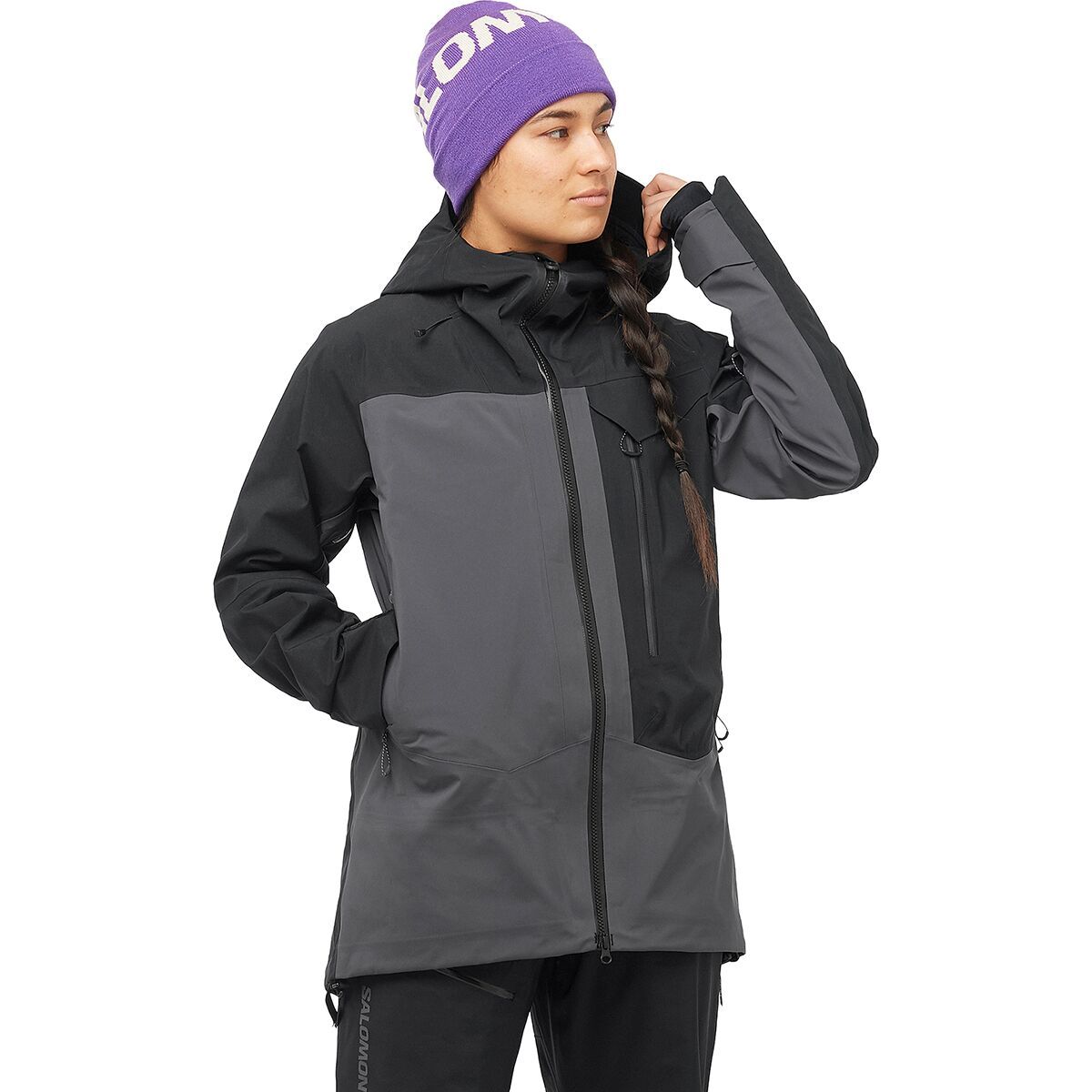 Image of Salomon Moon Patrol GORE-TEX Jacket - Women's Deep Black/Periscope Translucent2, XL