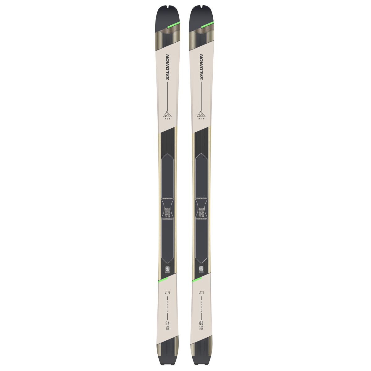 Image of Salomon MTN 86 Carbon Ski - 2025 Rainy Day/Black/Pastel Neon Green 1, 180cm