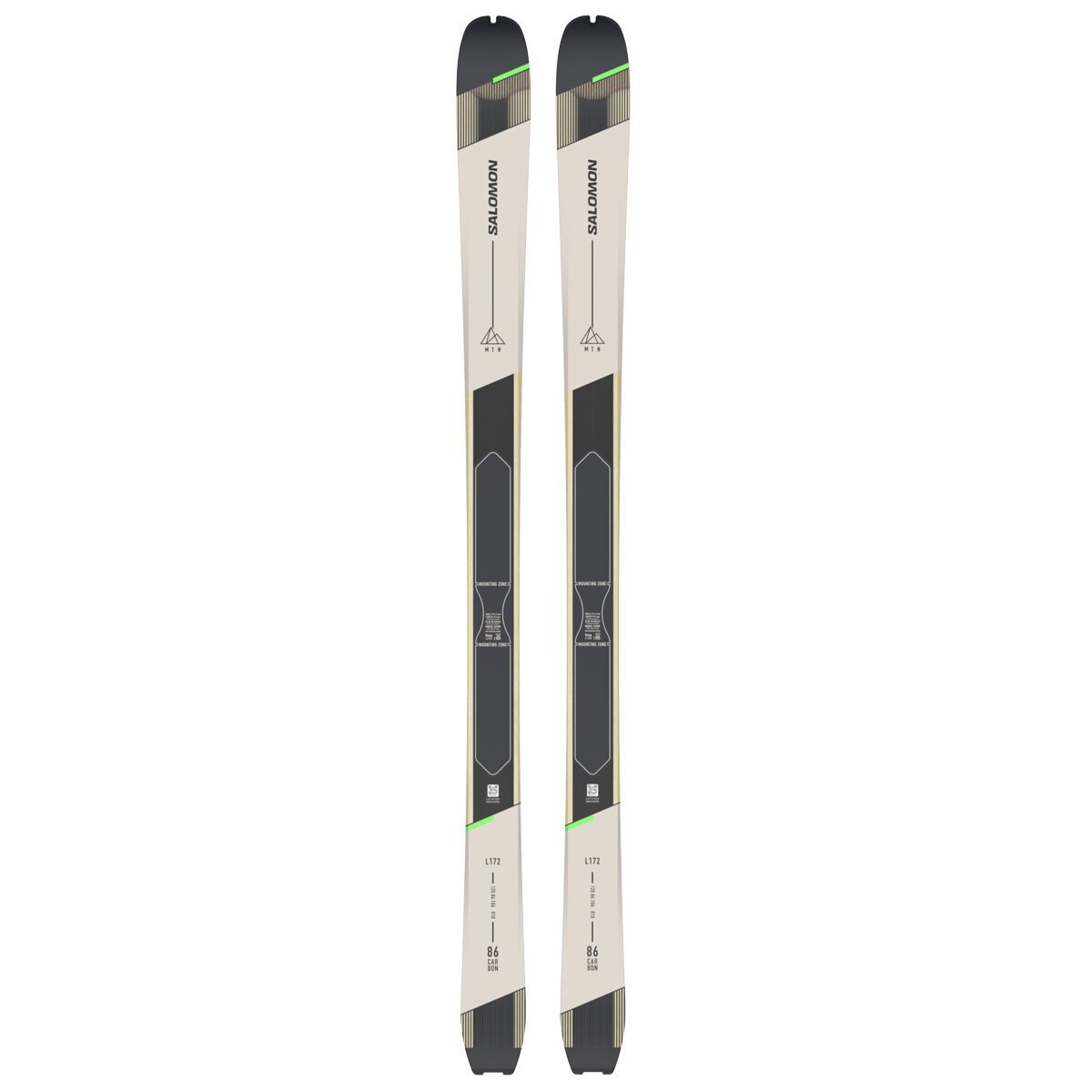 Image of Salomon MTN 86 Carbon Ski - 2025 Rainy Day/Black/Pastel Neon Green 1, 164cm